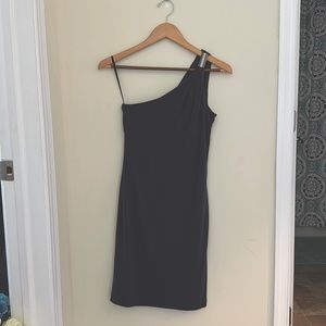 Calvin Klein gray one shoulder sheath dress.  Size 2 new without tags
